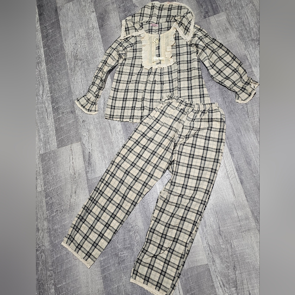 Charming Kids Plaid Pajama Set - Black and White
